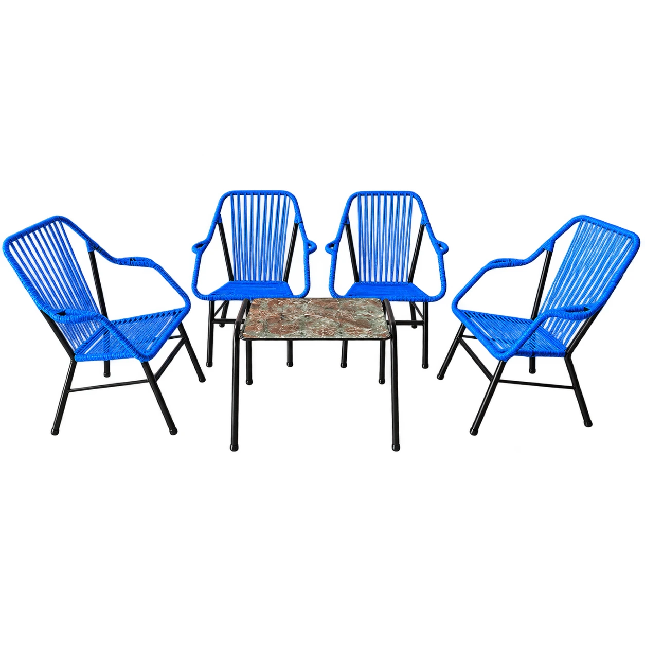 JUEGO DE 4 SILLONES MINI REPOSERA C/ 1 MESITA JUANK COD 075 AZUL