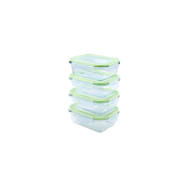 SET DE CONTENEDORES HERMETICOS VIDRIO 370ML 4PCS CROIX CRT-018