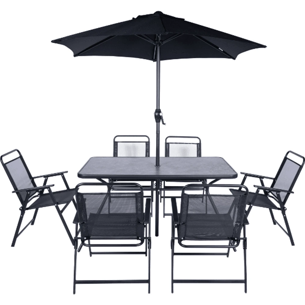 JUEGO JARDIN 6PZAS. NEGRO ((R)SOMBRILLA) GOLEADER GL-25013