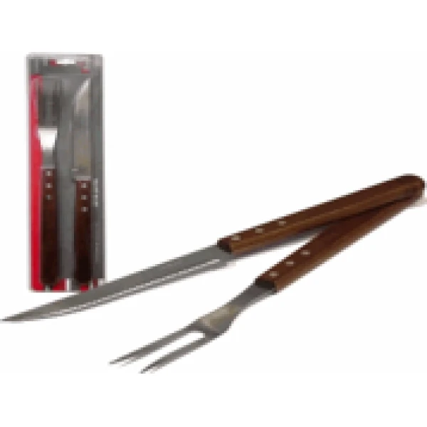 SET X2 PZAS ASADOR TENEDOR/CUCHILLO MANG.MADERA. 38CM (REG)